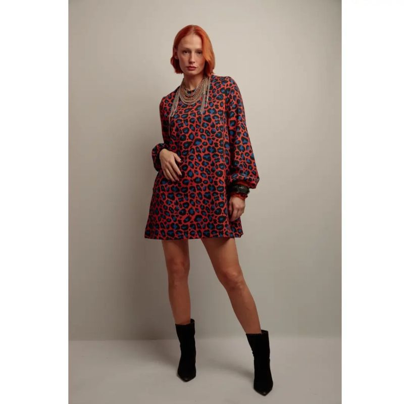 Amelia Print Caye Blå Kjole